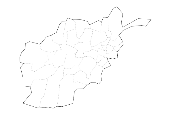 Afghanistan map with boundaries