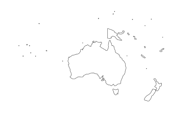 Oceania map with country boundaries