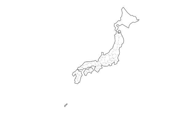 Japan map with boundaries
